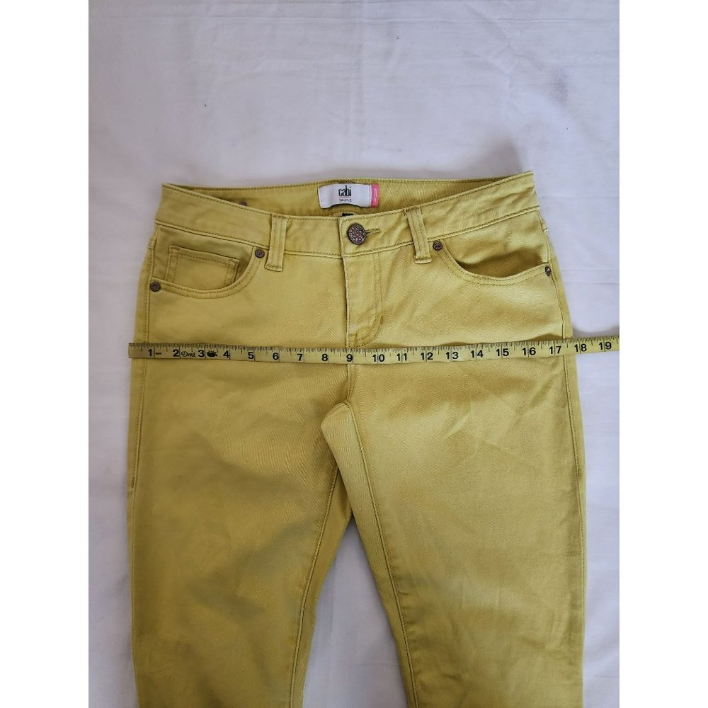 CAbi Women's Cotton Stretch Skinny Denim Jeans Citron, Happy Yellow Size 4 - Picture 5 of 6